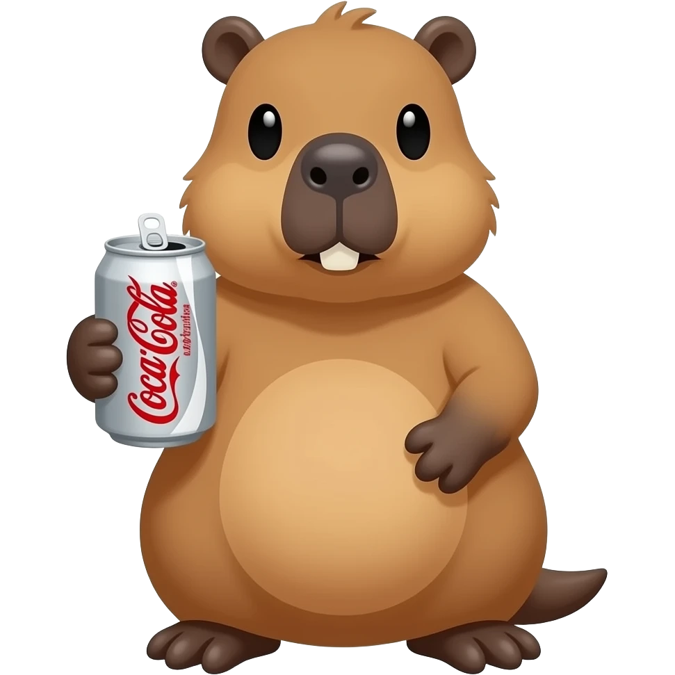 Capybara holding a can of diet coke emoji