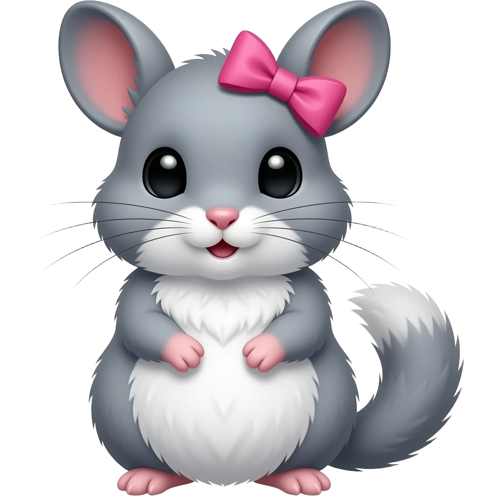 Chinchilla con moño rosa en la cabeza emoji