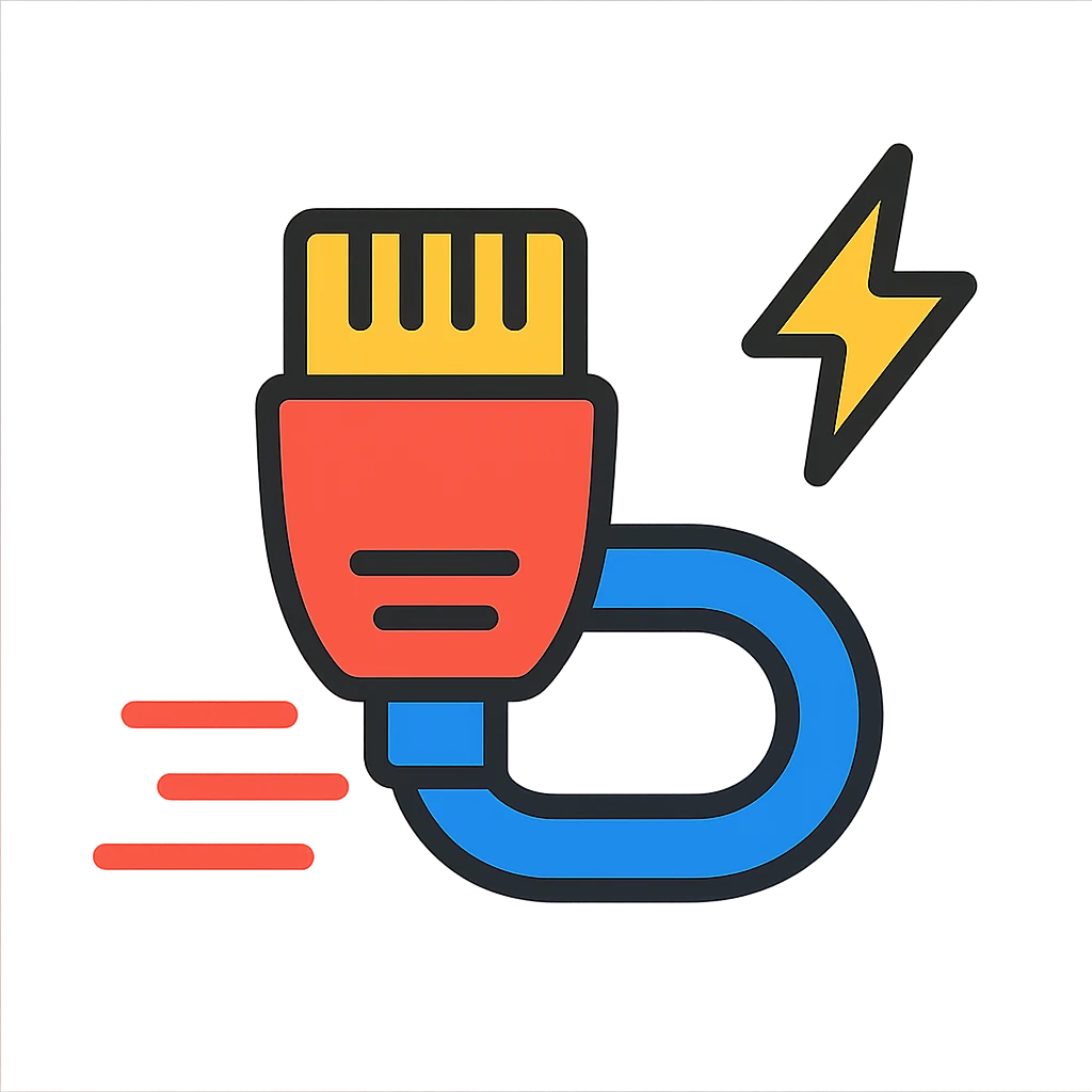 A dynamic and eye-catching optical cable symbolizing high-speed internet in an aggressive or playful manner emoji