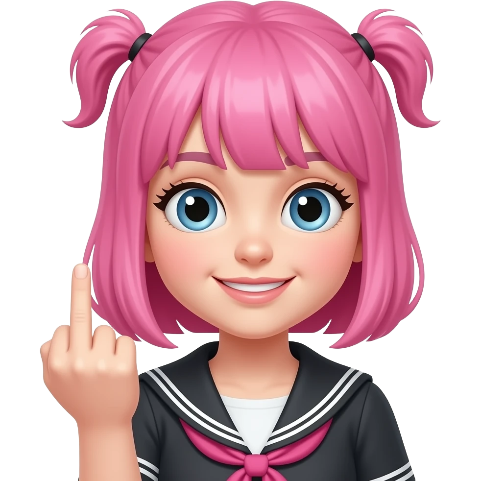 Pink girl with a middle finger up emoji