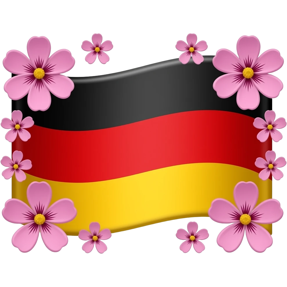 Pink flowers all around the Germany flag emoji