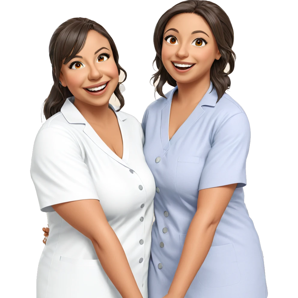 nurse girls sharing a smile emoji
