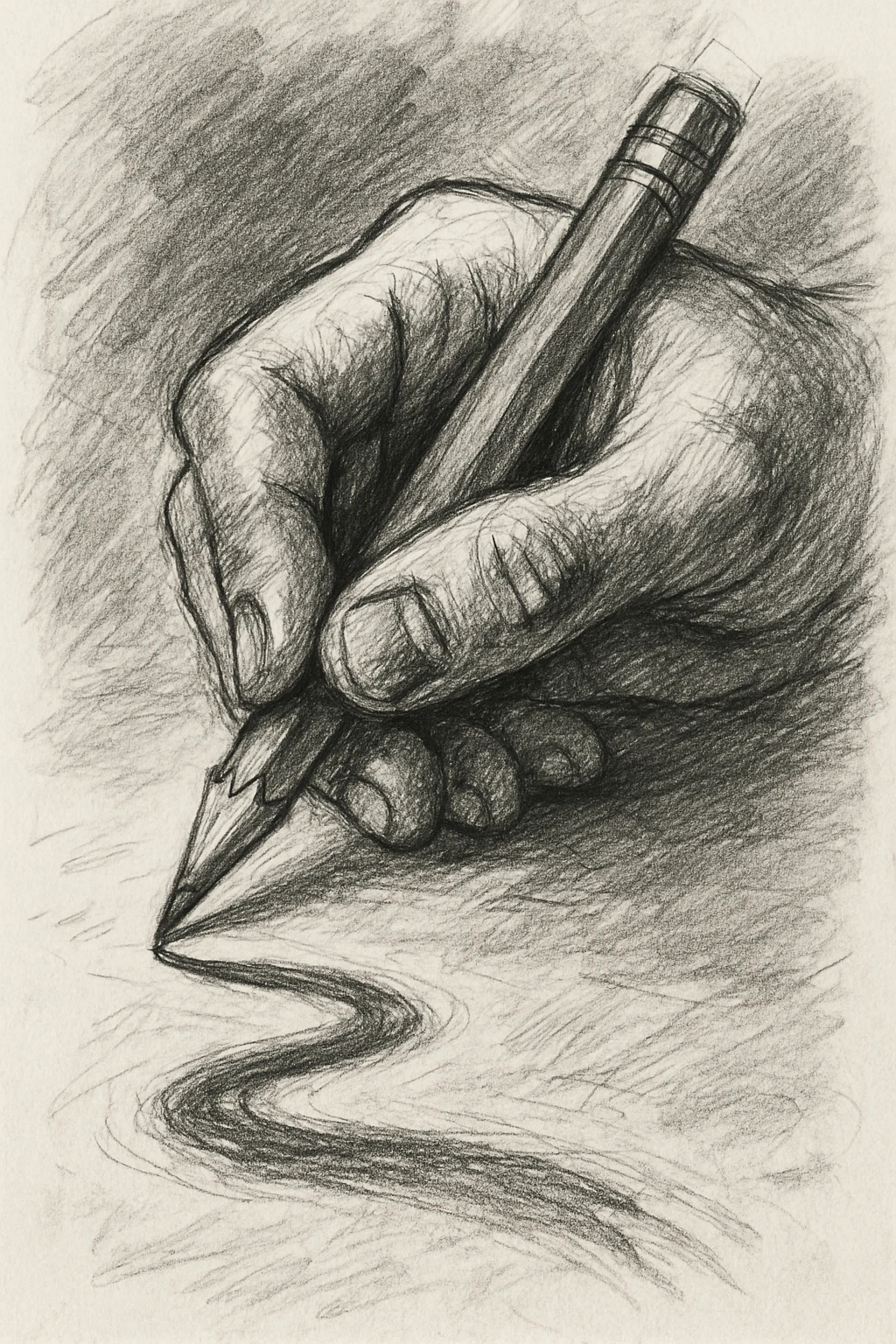 a pencil drawing a wavy line, pencil sketch style emoji