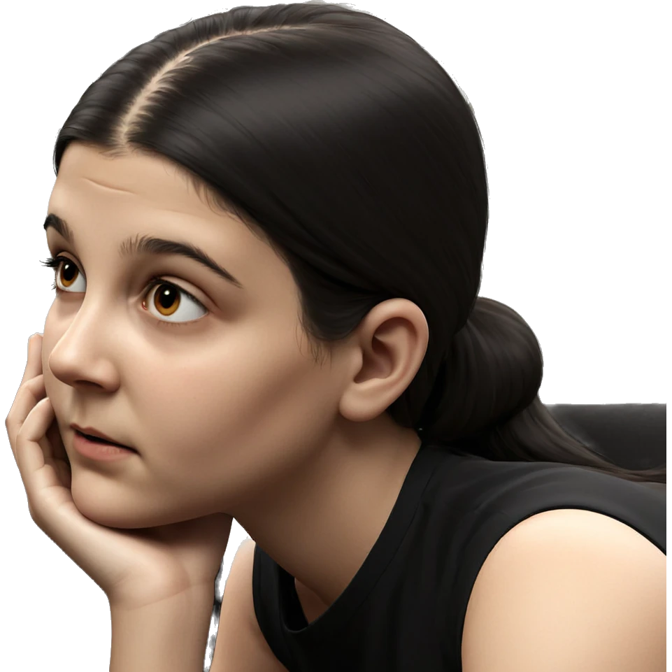 realistic portrait of girl resting emoji