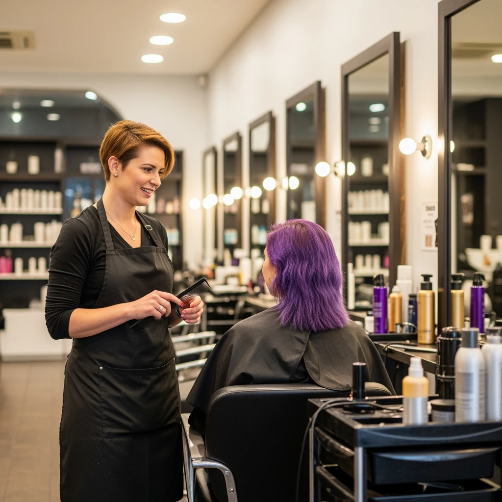 a client at the hair salon talking to a hairdresser emoji