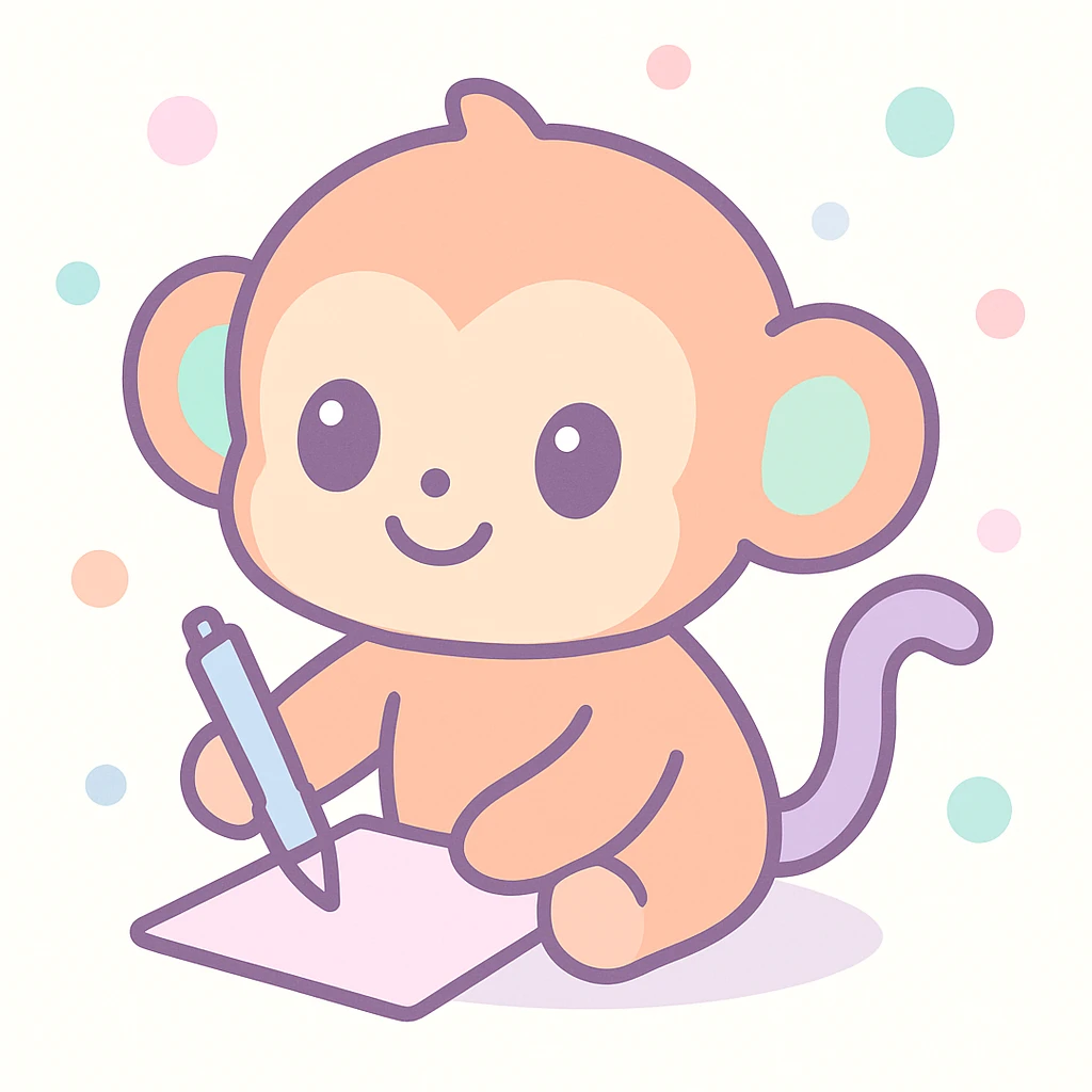 cute monkey writing with a pen emoji