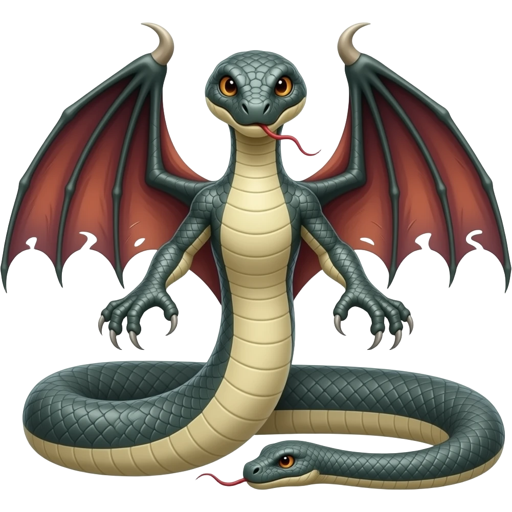 serpent with a head, dragon wings and arms and another head in the tail emoji