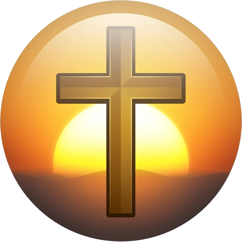 Cross with sunrise behind it emoji