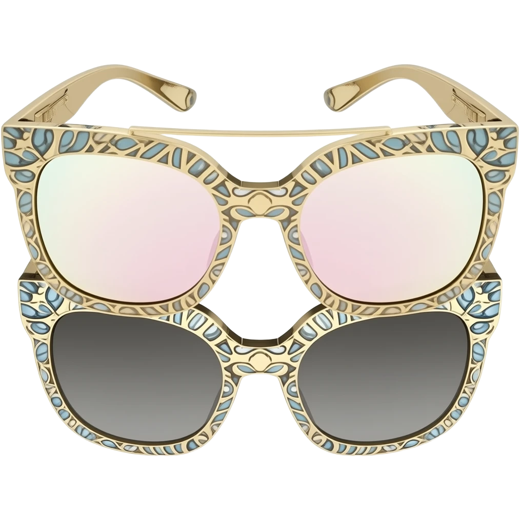 Dolce and Gabbana sunglasses with colourful pastel ornament print and golden detais emoji