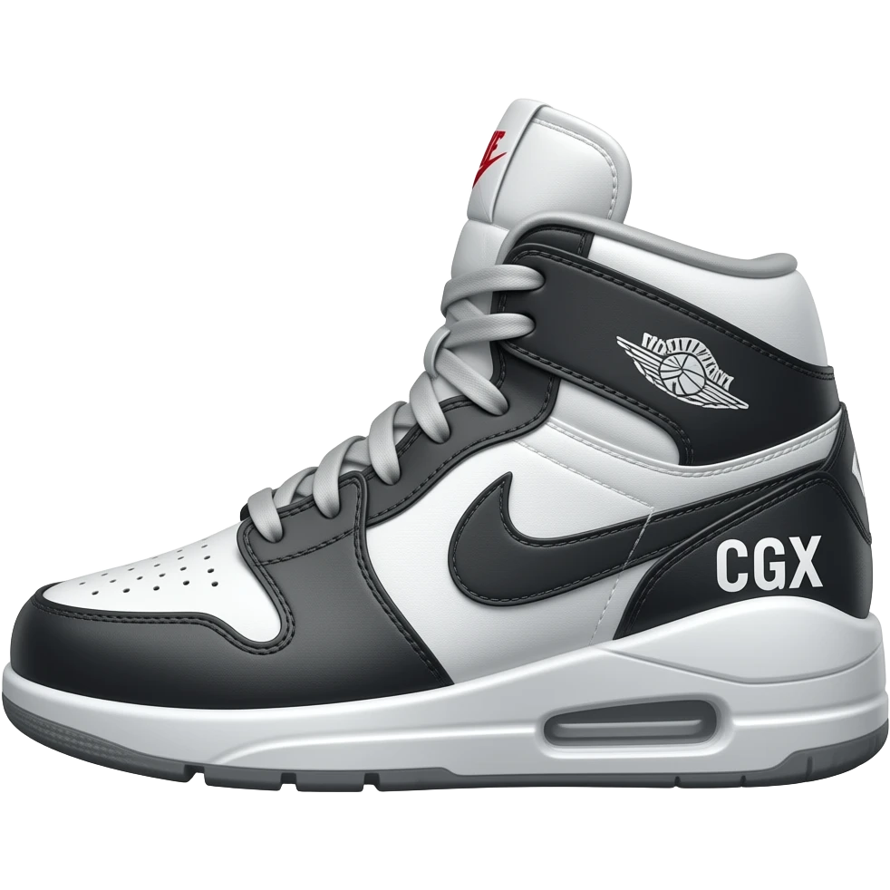 Unos tenis estilo nike y que en vez del símbolo woosh, tenga las letras CGX emoji