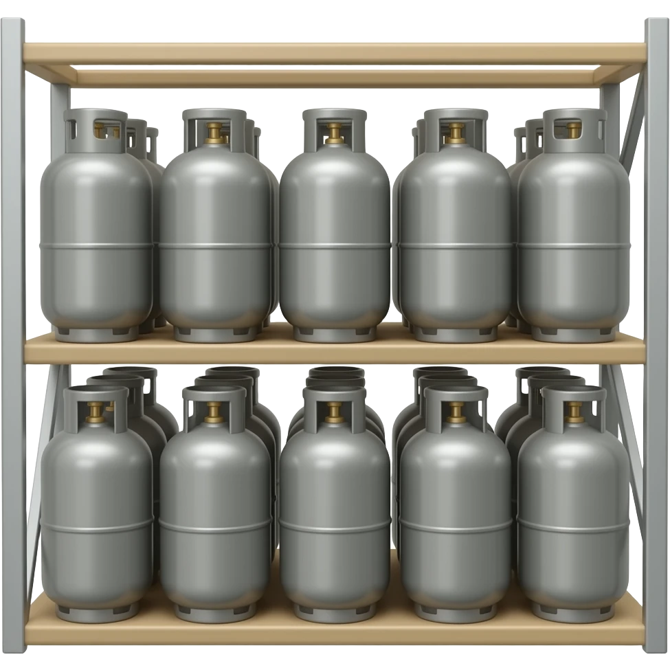 Gas cylinder storage emojis: Professional single icon style, no cartoon, no cute style emoji