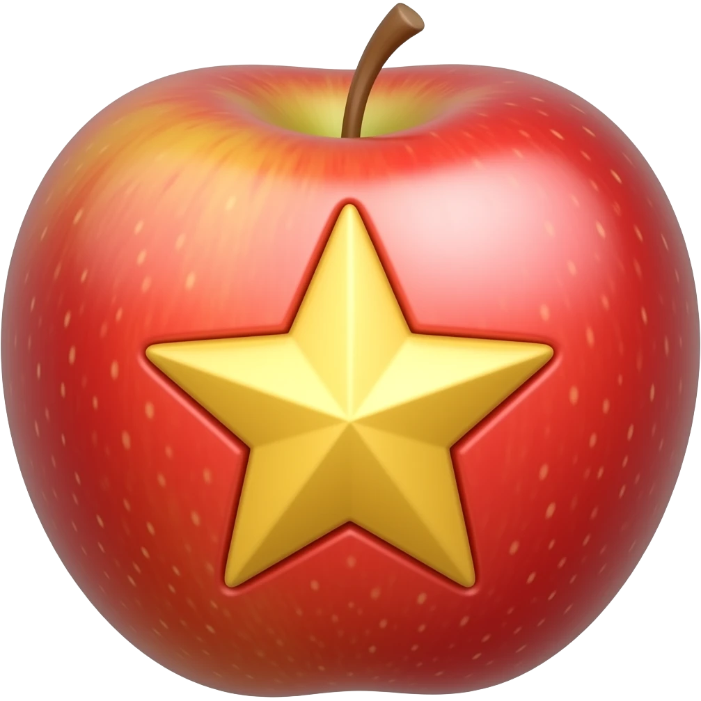 Normal apple golden star emoji but half a star emoji