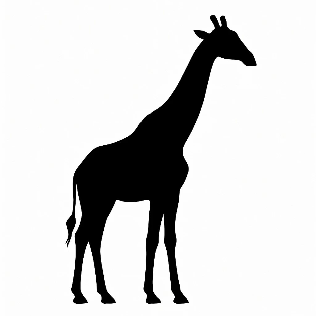 Giraffe black silhouette white background emoji