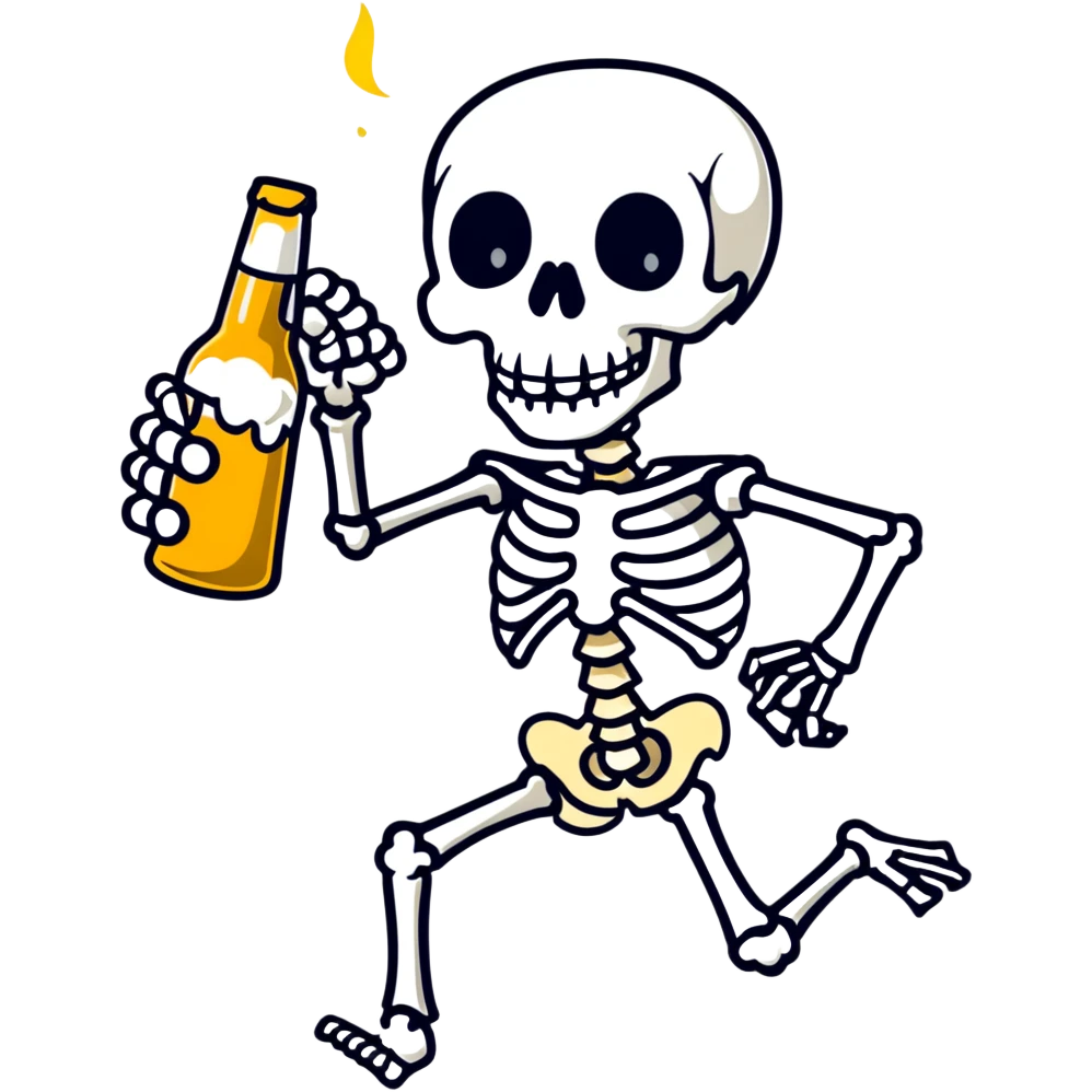 Skeleton drinking beer emoji