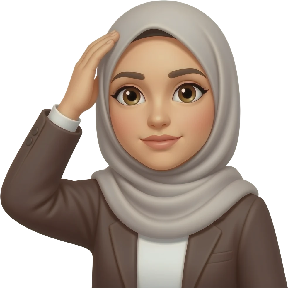 Hijabi woman scratching head and wondering emoji