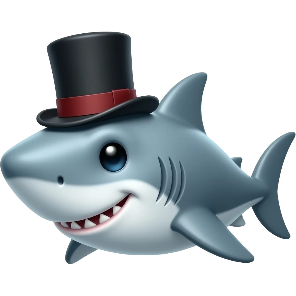 Shark with a top hat emoji
