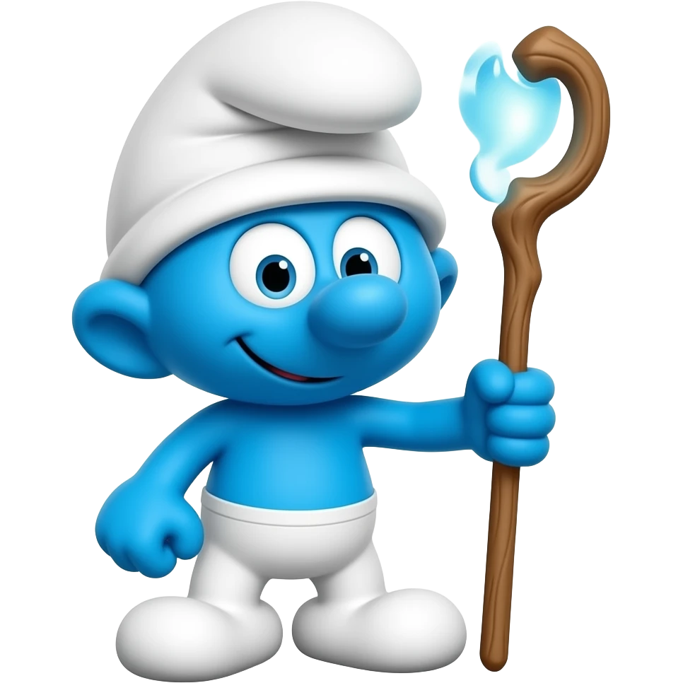 smurf cat white mushroom hat holding a staf emoji