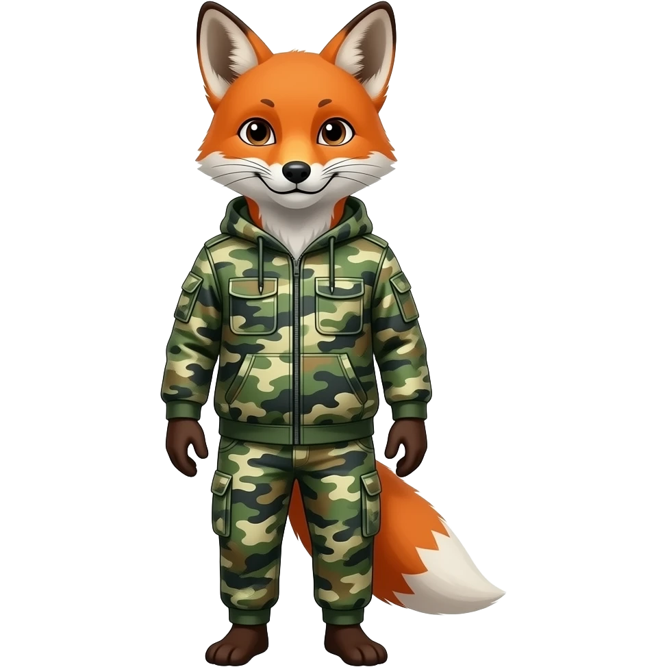 Fox wearing camouflage emoji