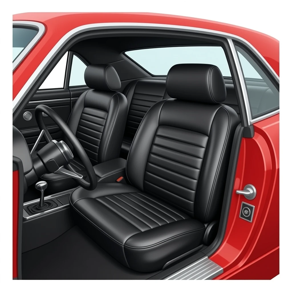 black backseat of a red ford mustang 1968 coupe emoji