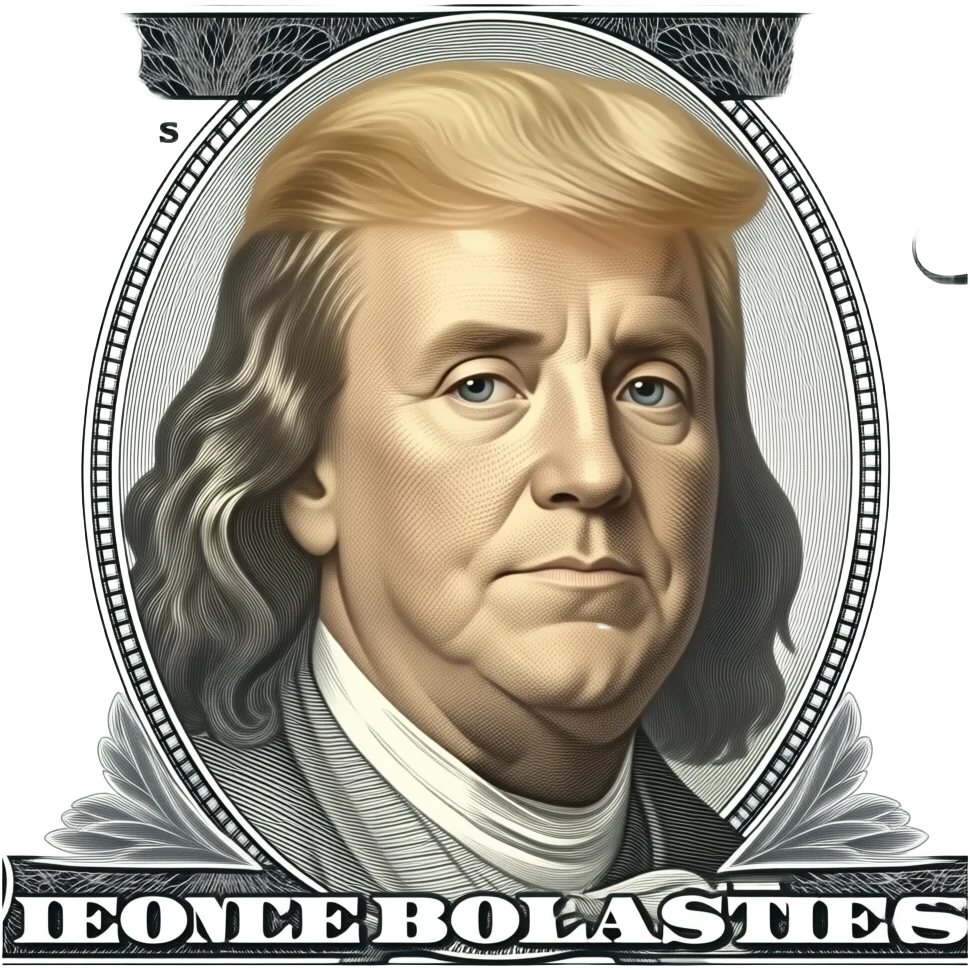 trump's face on a dollar bill emoji