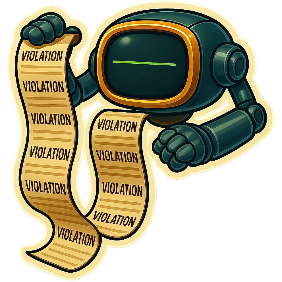 auditor robot prints out violations. no legs. the robot hovers emoji