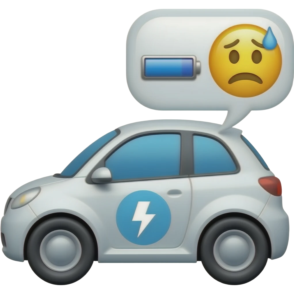 ev with chat bubble that inside has a LOW battery icon an anxiety emoji emoji
