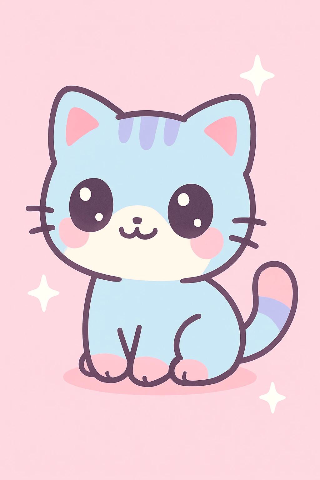 cute kitten, kawaii style emoji