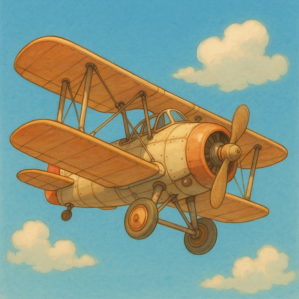 Ghibli-inspired cartoon airplane, soft colors emoji