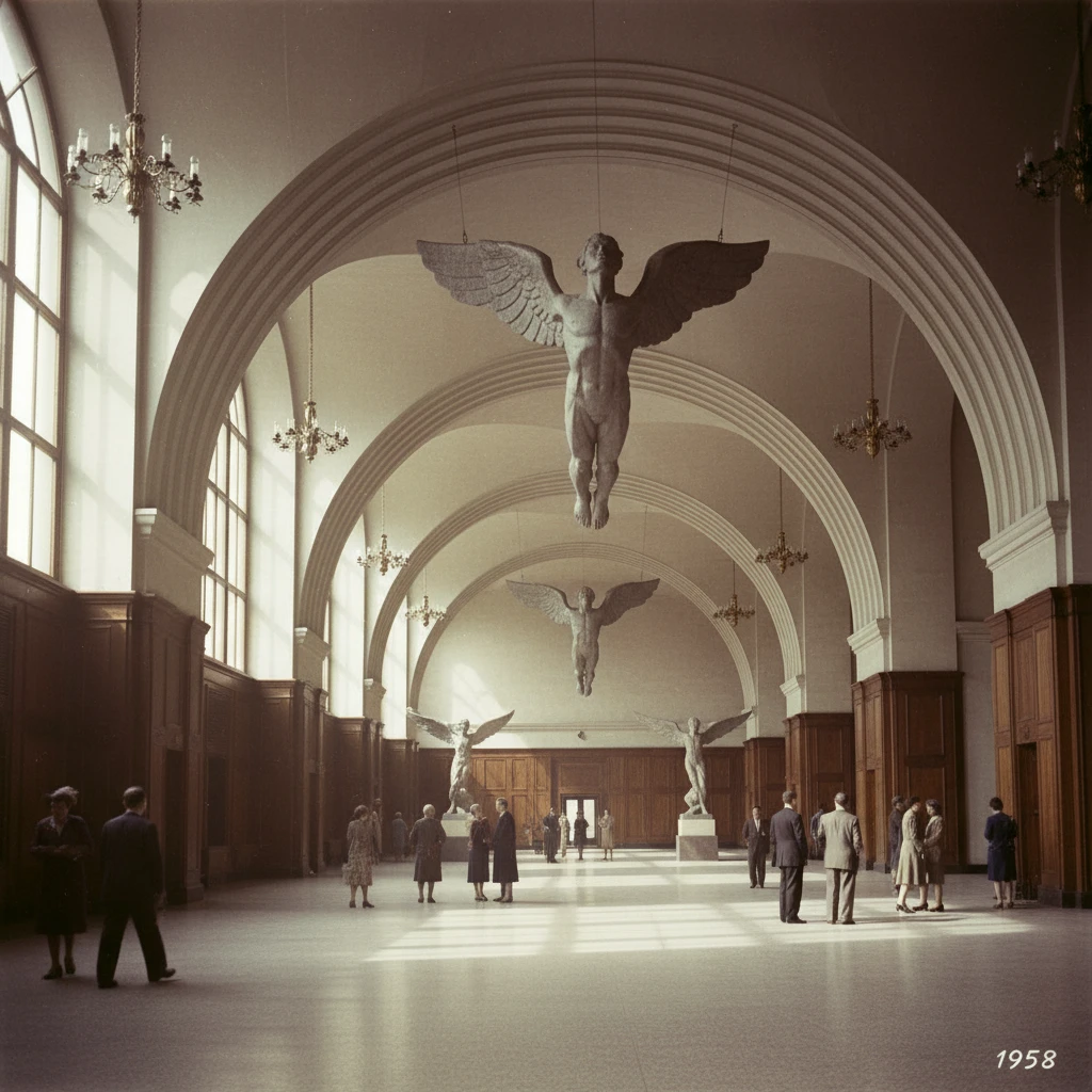 Дом Аэрофлота Чечулина изнутри. Огромные арки и скульптуры Икара

Стиль - архивные цветные фотодокументы emoji