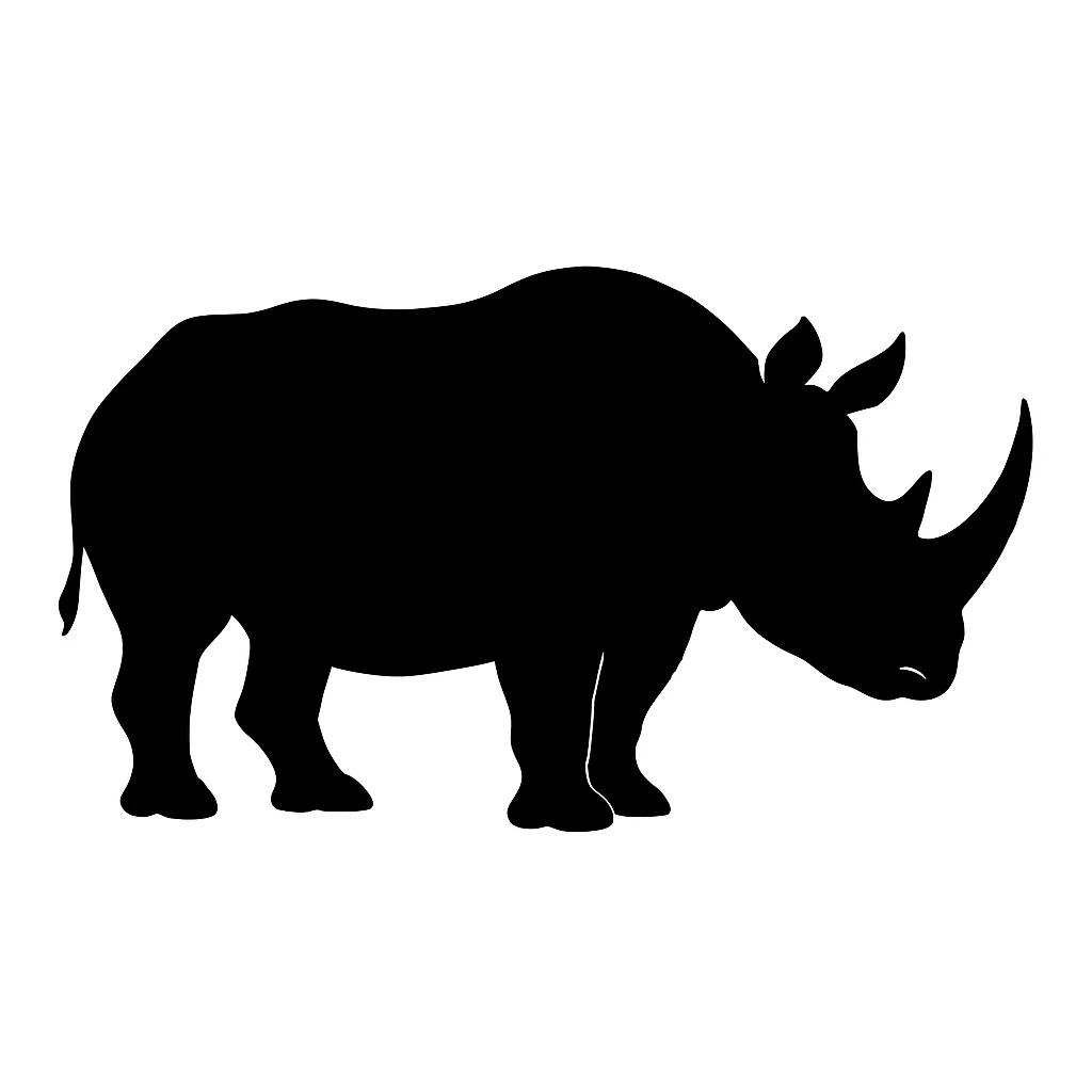 Rhinoceros black silhouette white background emoji