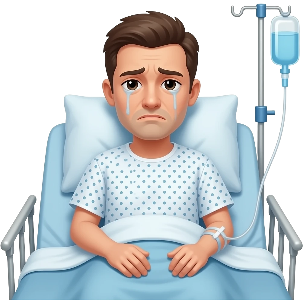 ill looking patient receiving i.v. chemotherapy in their arm emoji