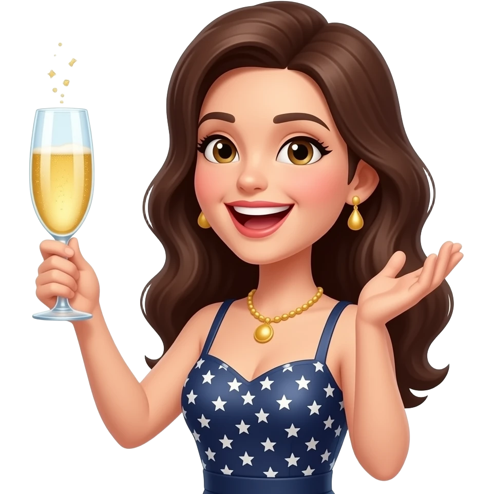 woman in dress cheersing champagne emoji