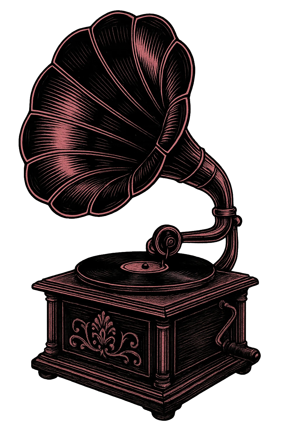 black and pink vintage phonograph emoji