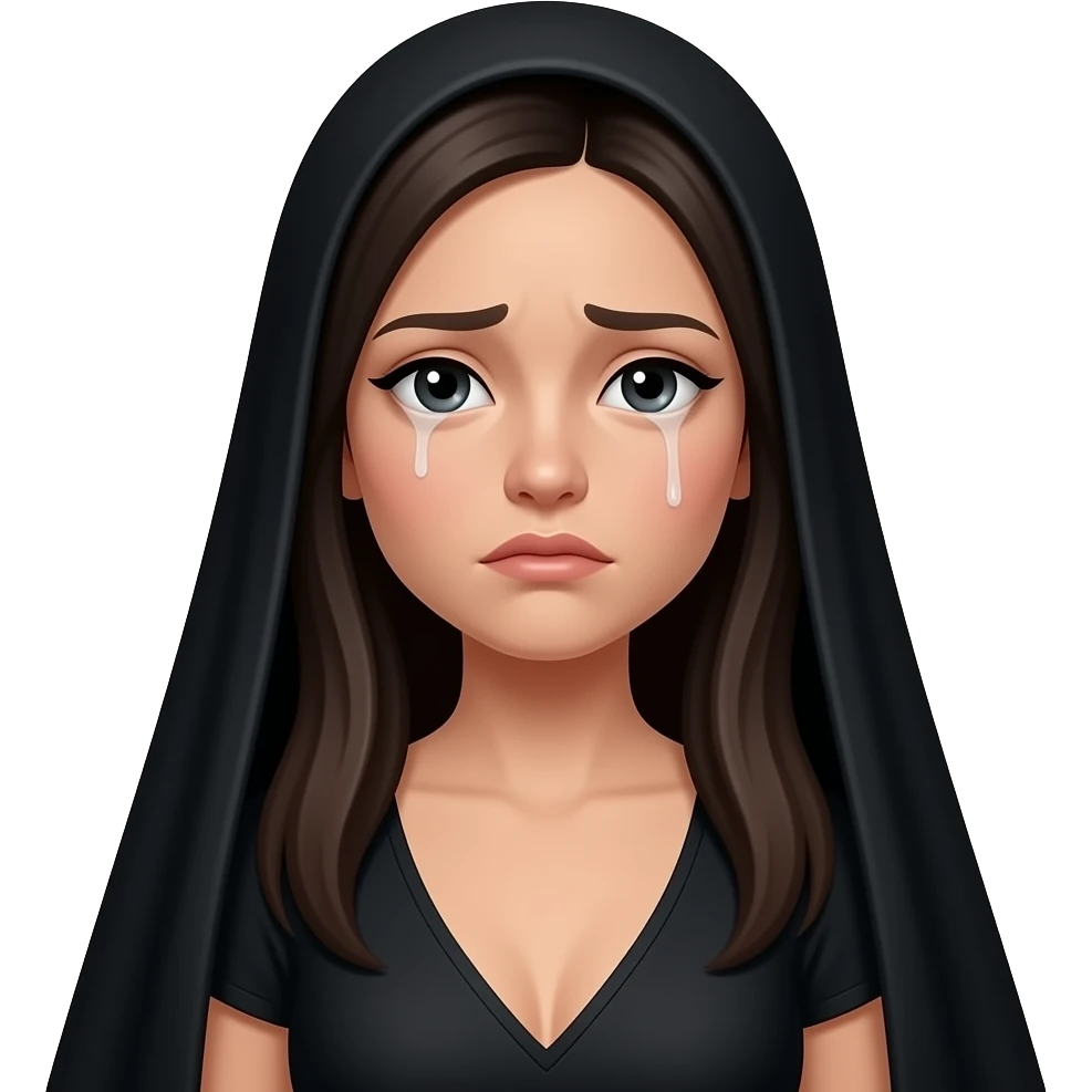 young widow women in black, sad, small cleavege emoji