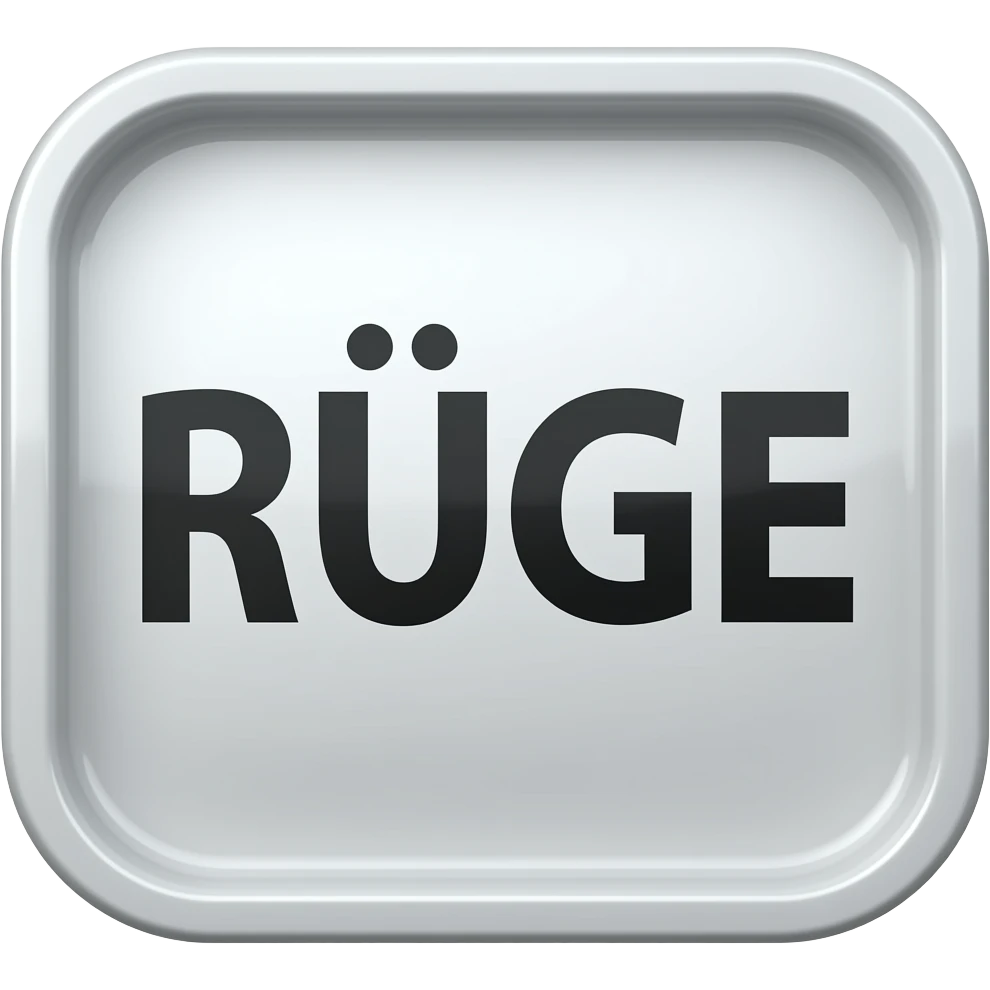 placard with "RÜGE" emoji