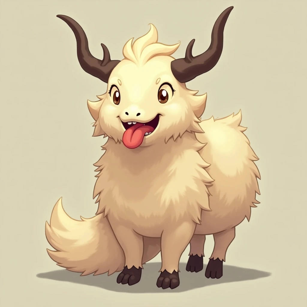 A thrumbo from the game rimworld. Front view, sticks the tongue out and licks. animated emoji