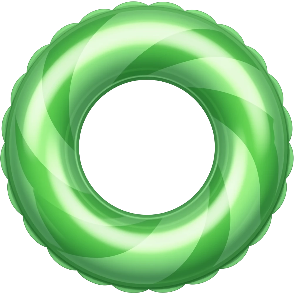 inflatable pool float object icon, green swimming ring, glossy plastic texture, summer vibe, 3D cartoon, mobile game icon style, centered, clean background, no text, no watermark emoji