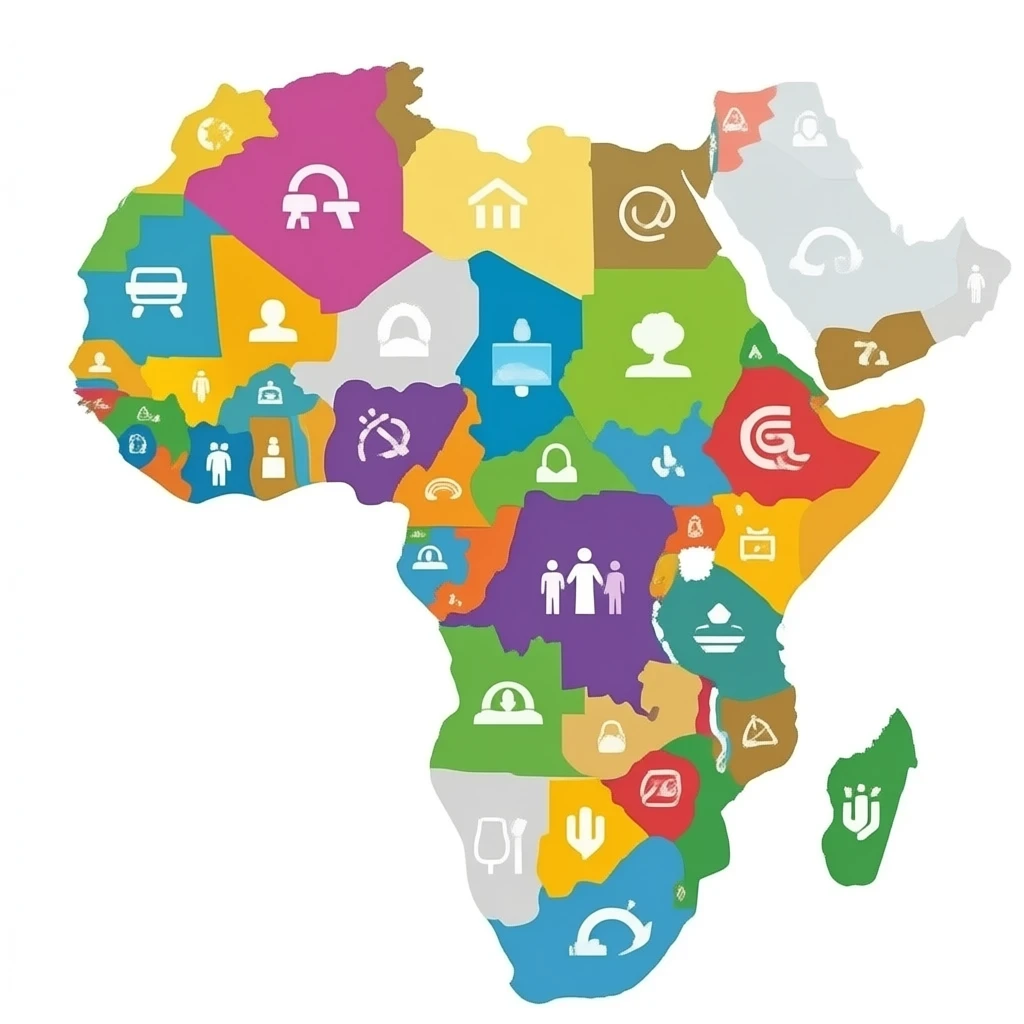 African map  emoji to copy with different colors and symbols emoji