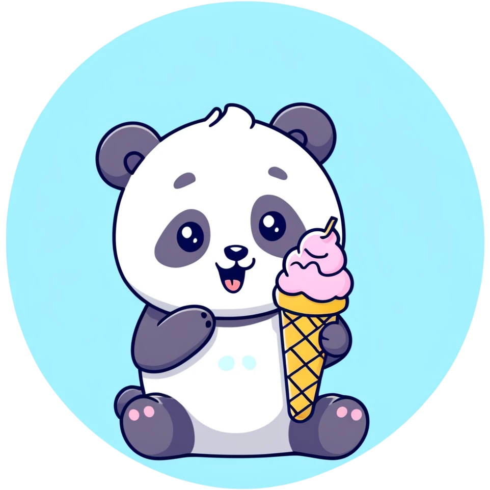 Panda eating ice cream emoji