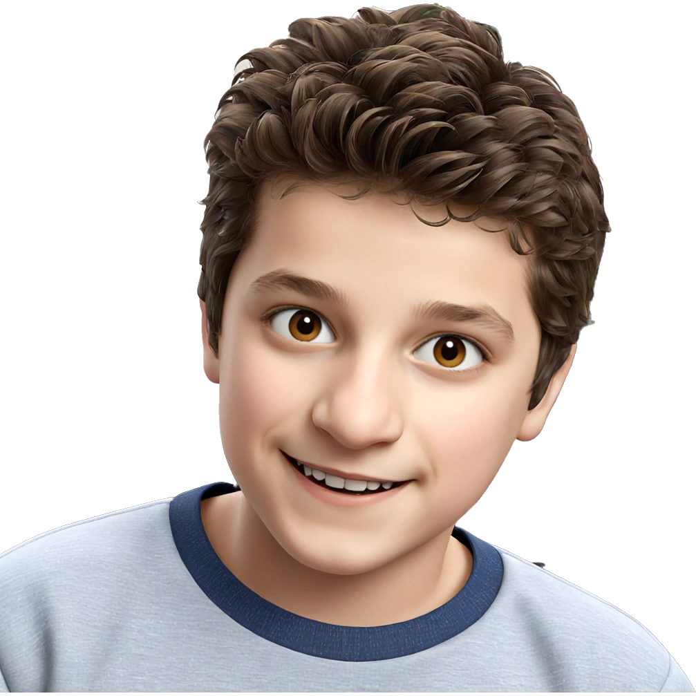 smiling boy with brown hair emoji