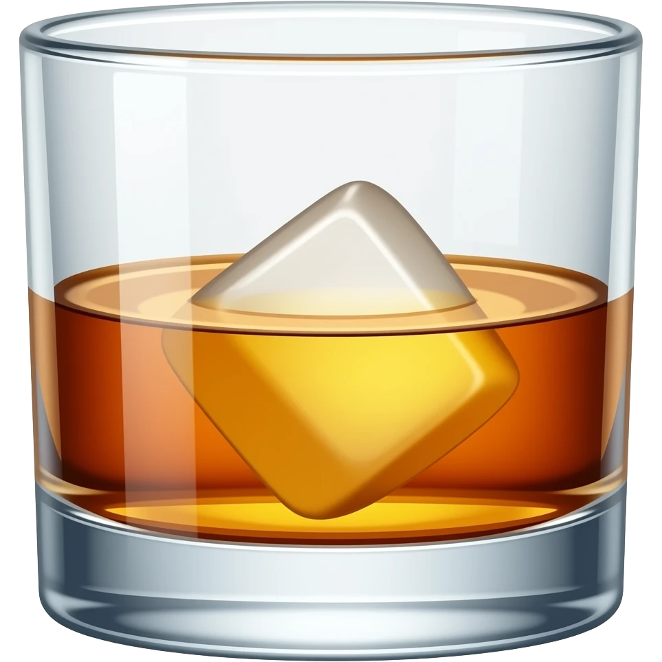 whiskey glass with cube of ice emoji