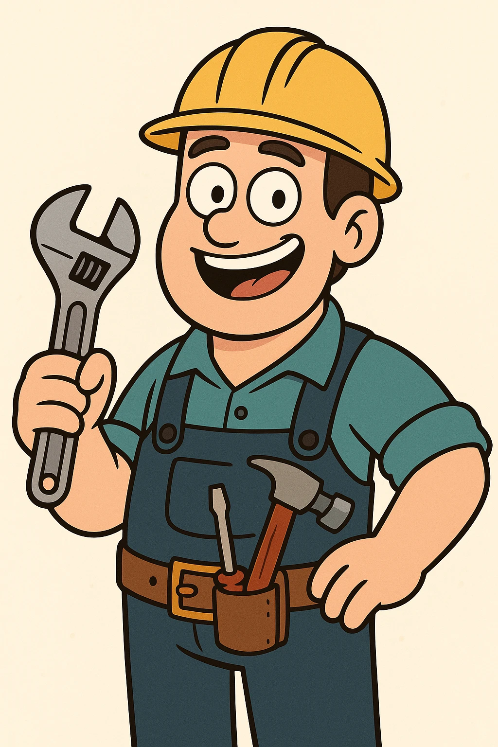 cartoon style engineer smiling with tools, vibrant colors, light background emoji