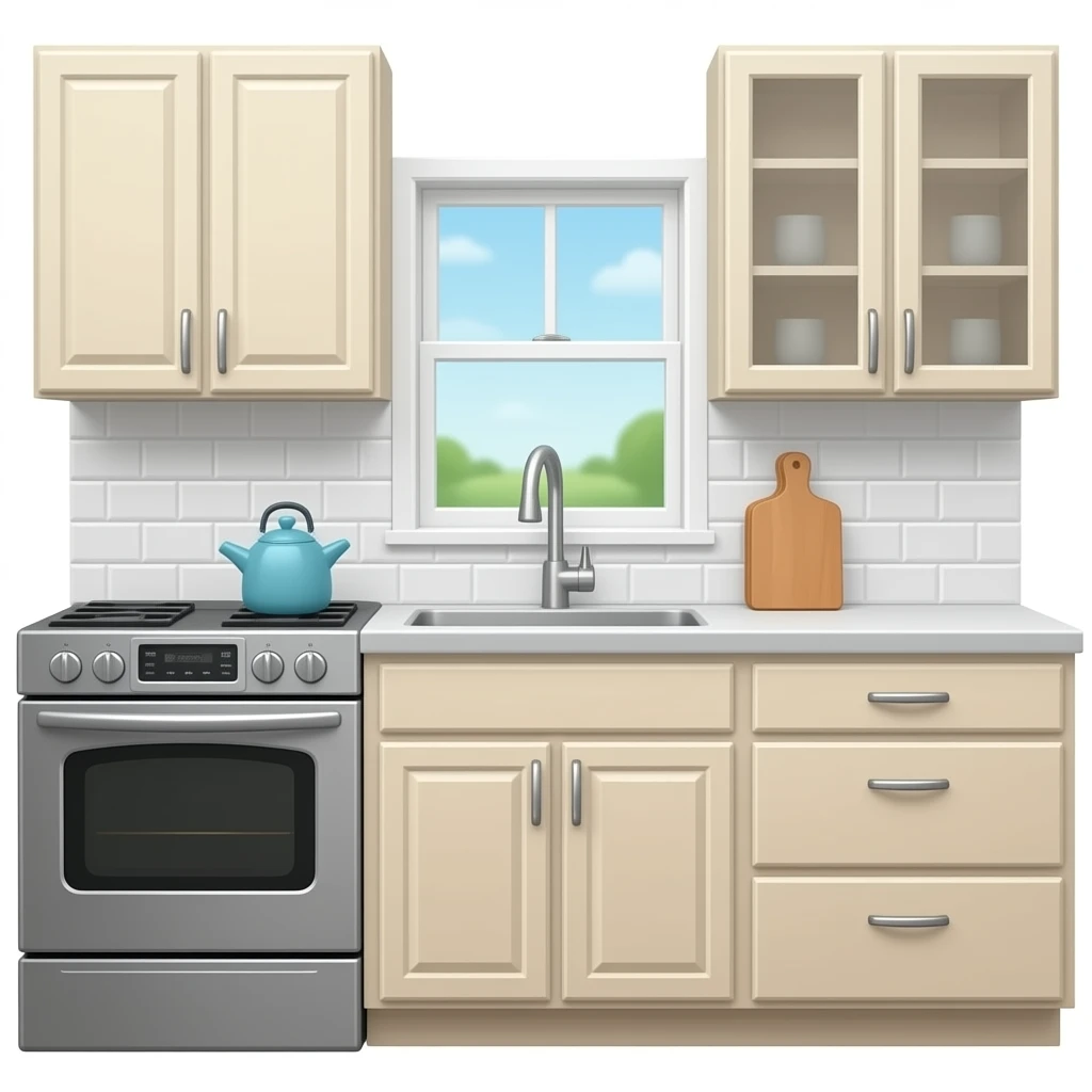 Kitchen counters with cabinets and drawers emoji