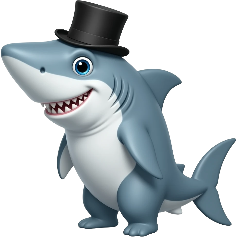 Shark with a top hat emoji