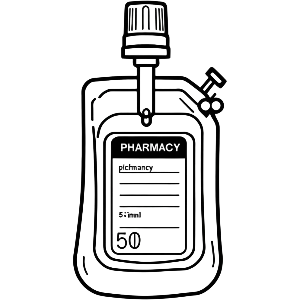 Hospital Intravenous fluid bag filled with 500ml, pharmacy label emoji