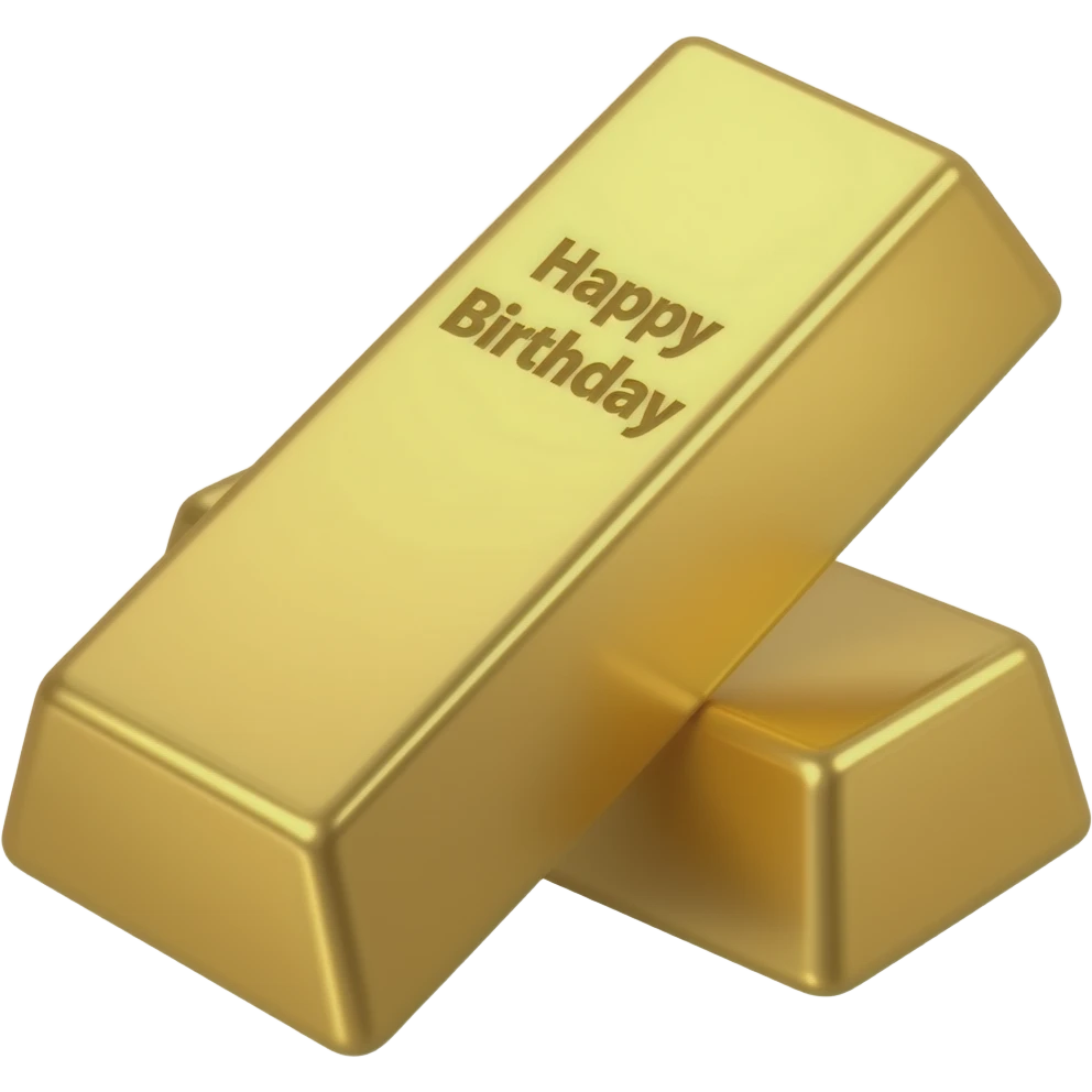 Gold bar with happy  birthday indicated emoji