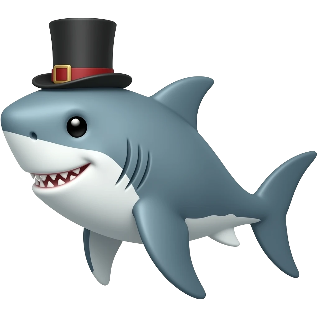 Shark with a top hat emoji