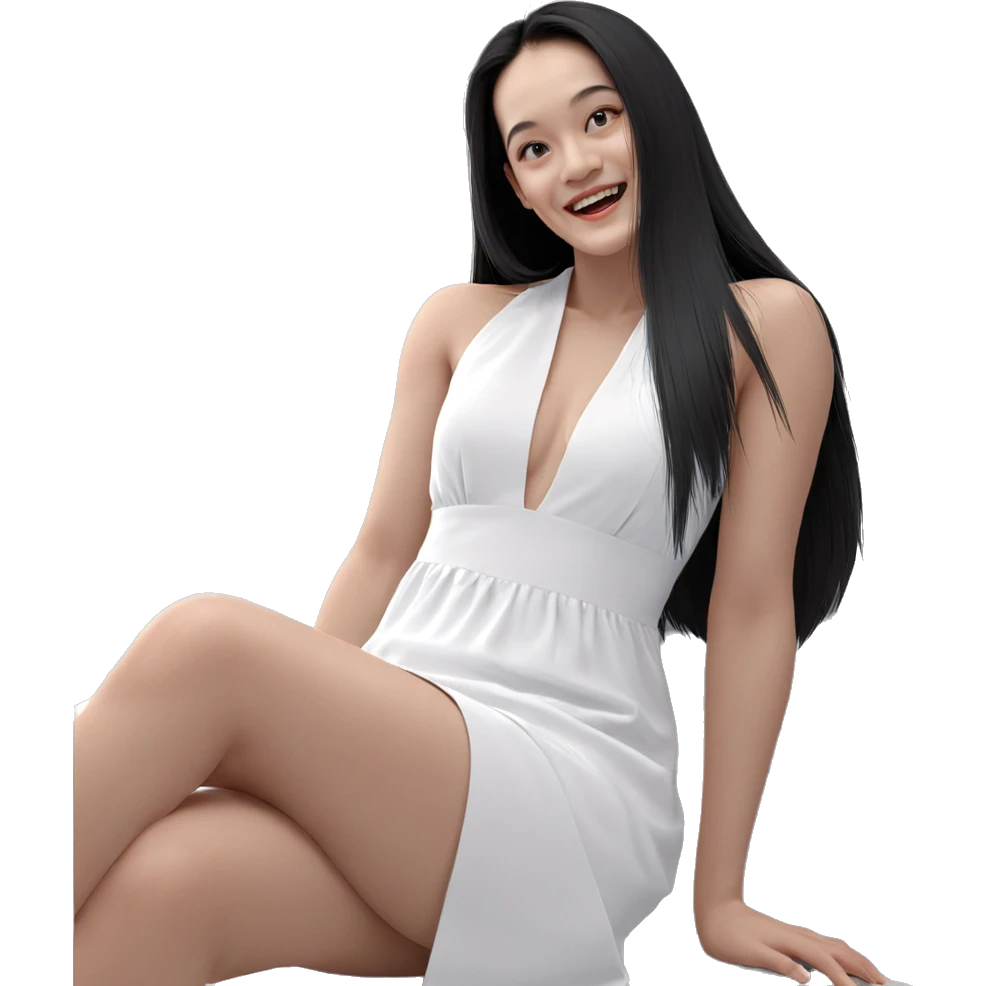 smiling girl in white dress emoji