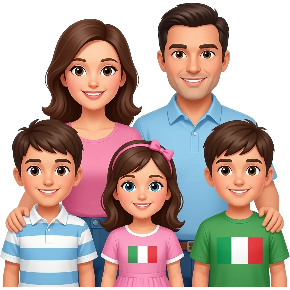 Italian Family of 5 mom dad 2 sons 1 daugher emoji