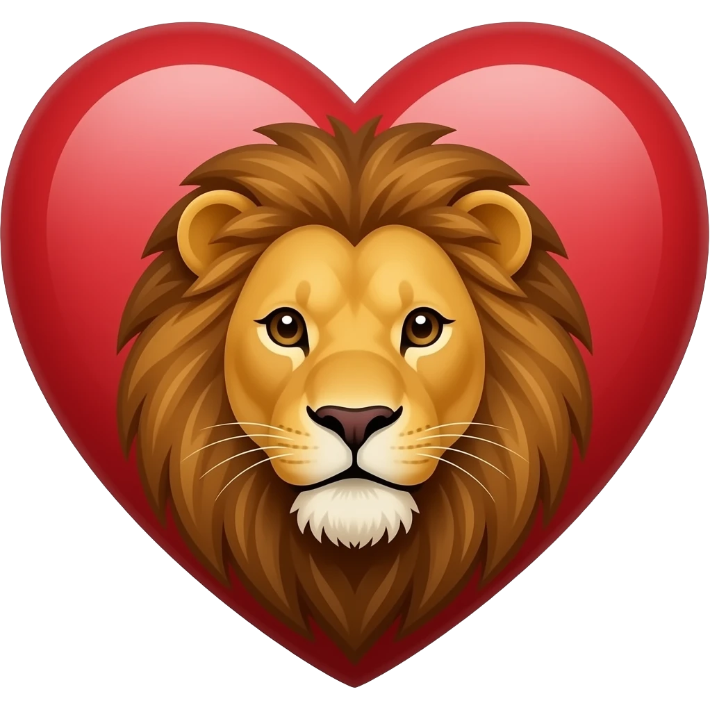 León dentro de corazón emoji